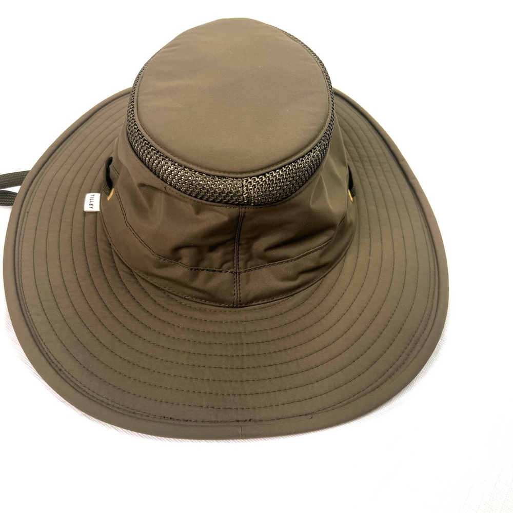 Tilley Airflo Hat Brow 7 3/4 XL Khaki Beige UV Sun Protection Vented String - Picture 3 of 8